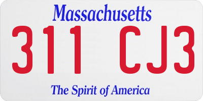MA license plate 311CJ3