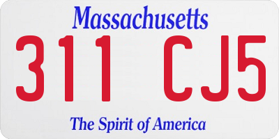 MA license plate 311CJ5
