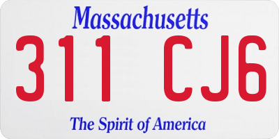 MA license plate 311CJ6