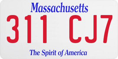 MA license plate 311CJ7