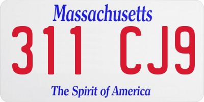 MA license plate 311CJ9