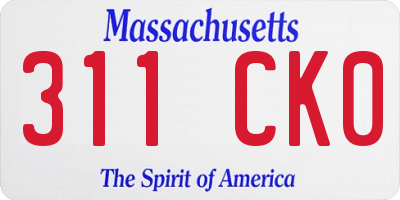 MA license plate 311CK0
