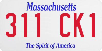 MA license plate 311CK1