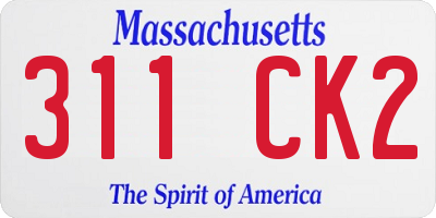 MA license plate 311CK2