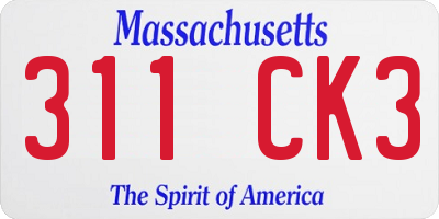 MA license plate 311CK3