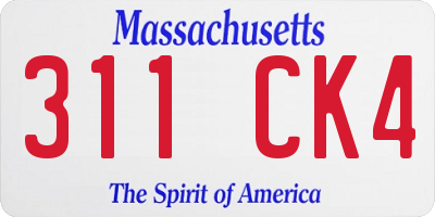 MA license plate 311CK4