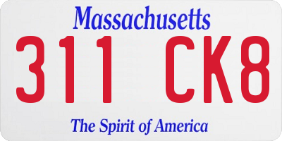 MA license plate 311CK8