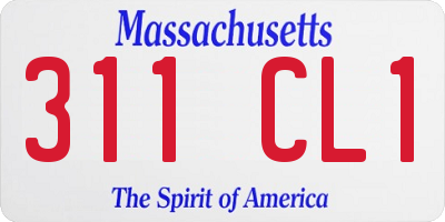 MA license plate 311CL1