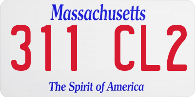 MA license plate 311CL2