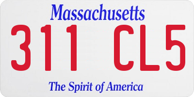 MA license plate 311CL5