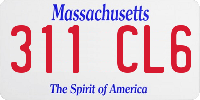 MA license plate 311CL6