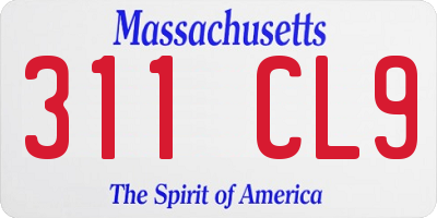MA license plate 311CL9