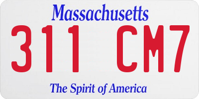 MA license plate 311CM7
