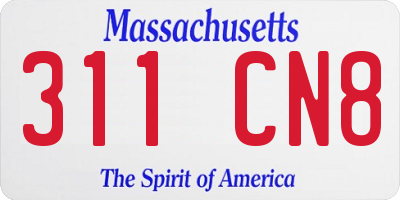 MA license plate 311CN8