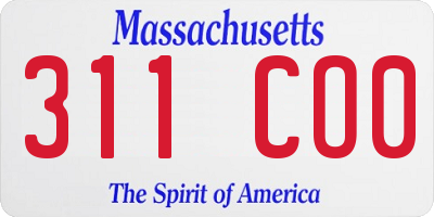 MA license plate 311CO0