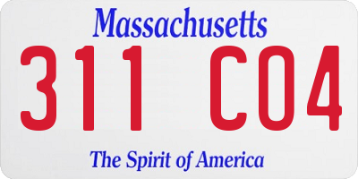 MA license plate 311CO4