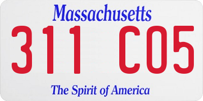 MA license plate 311CO5