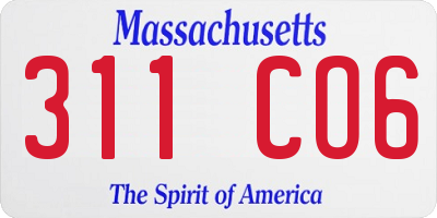 MA license plate 311CO6