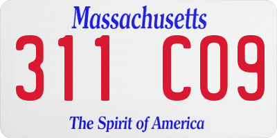 MA license plate 311CO9