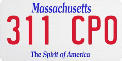 MA license plate 311CP0