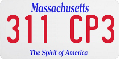 MA license plate 311CP3