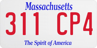 MA license plate 311CP4