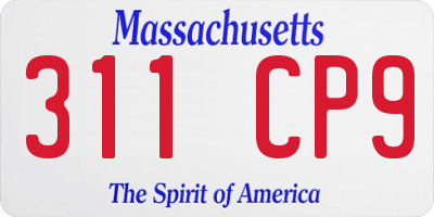 MA license plate 311CP9