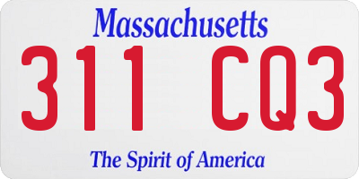 MA license plate 311CQ3
