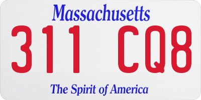 MA license plate 311CQ8