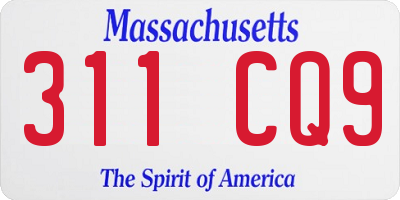 MA license plate 311CQ9