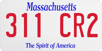 MA license plate 311CR2