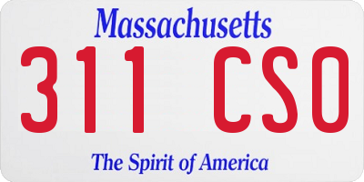 MA license plate 311CS0