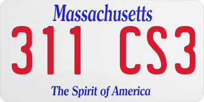 MA license plate 311CS3
