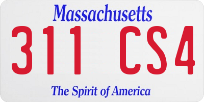 MA license plate 311CS4