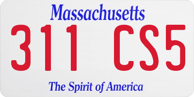 MA license plate 311CS5