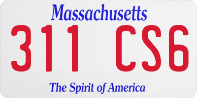 MA license plate 311CS6