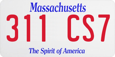 MA license plate 311CS7