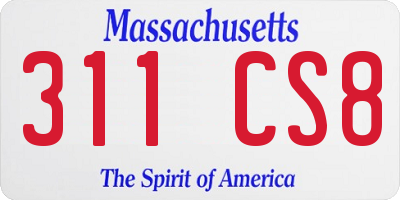 MA license plate 311CS8