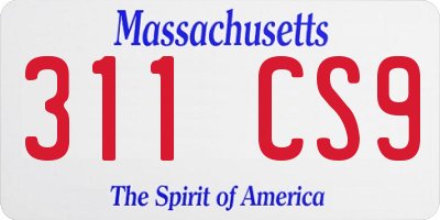 MA license plate 311CS9