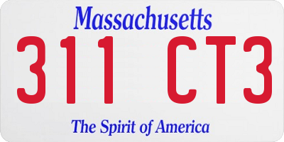 MA license plate 311CT3