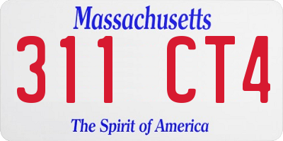MA license plate 311CT4