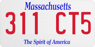 MA license plate 311CT5