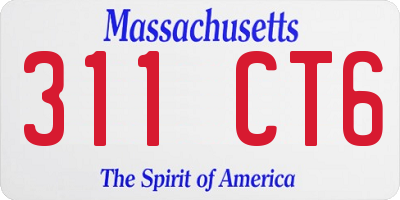 MA license plate 311CT6