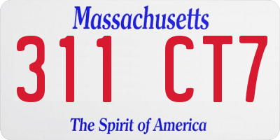 MA license plate 311CT7