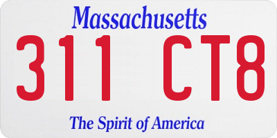 MA license plate 311CT8