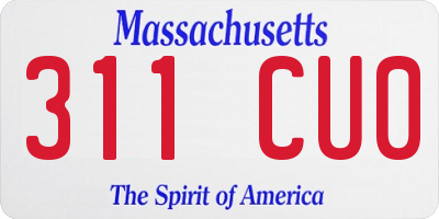 MA license plate 311CU0