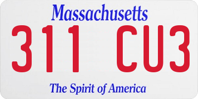 MA license plate 311CU3