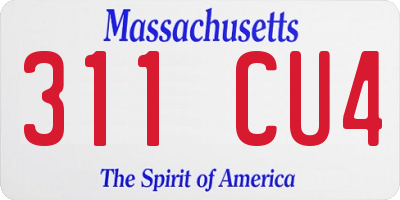 MA license plate 311CU4