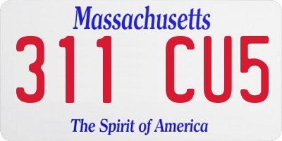 MA license plate 311CU5