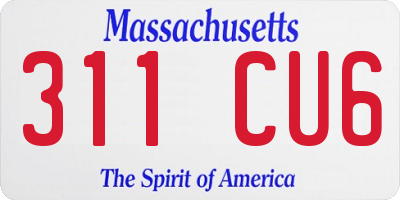 MA license plate 311CU6